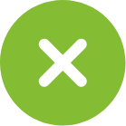 Weißes X-Symbol auf grünem Kreis als Schließen- oder Abbrechen-Button.