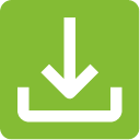 Schwarzer Download-Pfeil auf grünem Hintergrund.